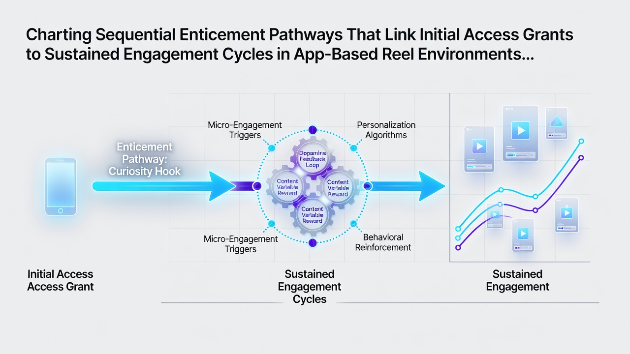 Diagram showing the flow from initial access grants through deposit matches and loyalty programs in mobile reel apps