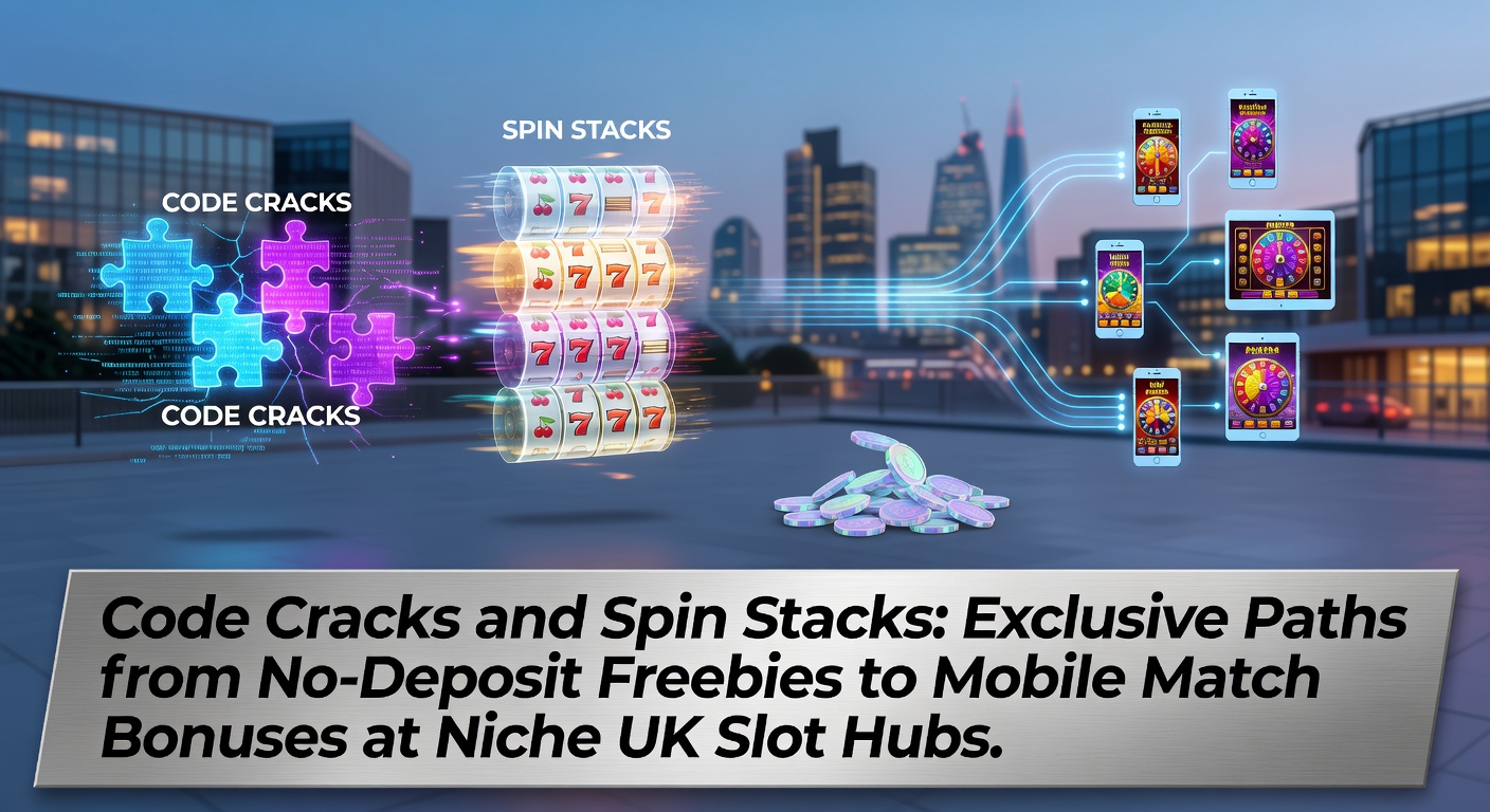 Vibrant display of slot reels unlocking bonus codes and stacked free spins on a mobile screen against a UK-themed backdrop