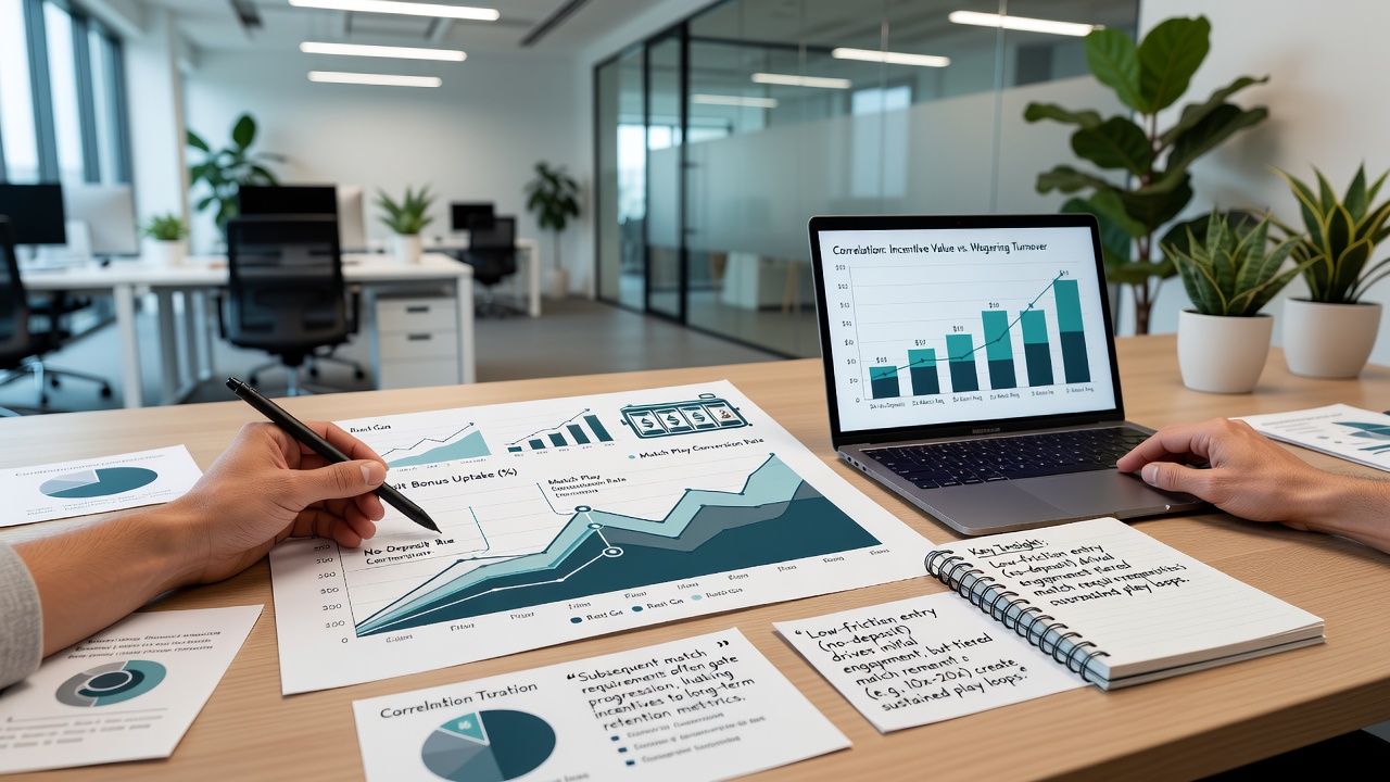 Infographic illustrating wagering requirements linking no-deposit bonuses to subsequent deposit matches in slots
