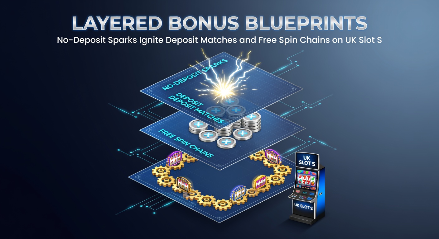 Animated graphic of a deposit match bonus exploding into free spin chains, with coins and slot symbols cascading across a UK-themed casino backdrop