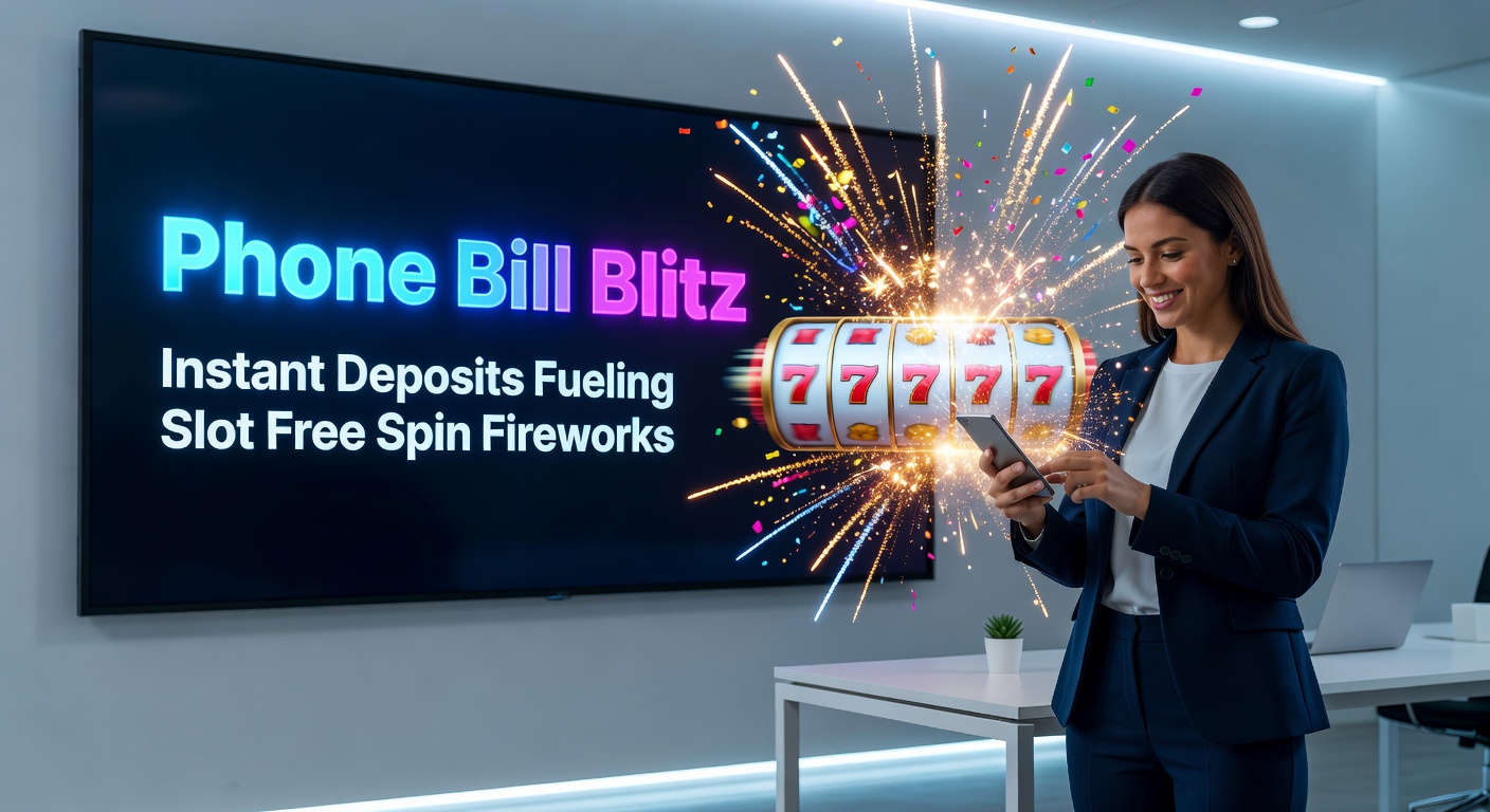 Smartphone screen displaying instant phone bill deposit confirmation alongside exploding slot free spins