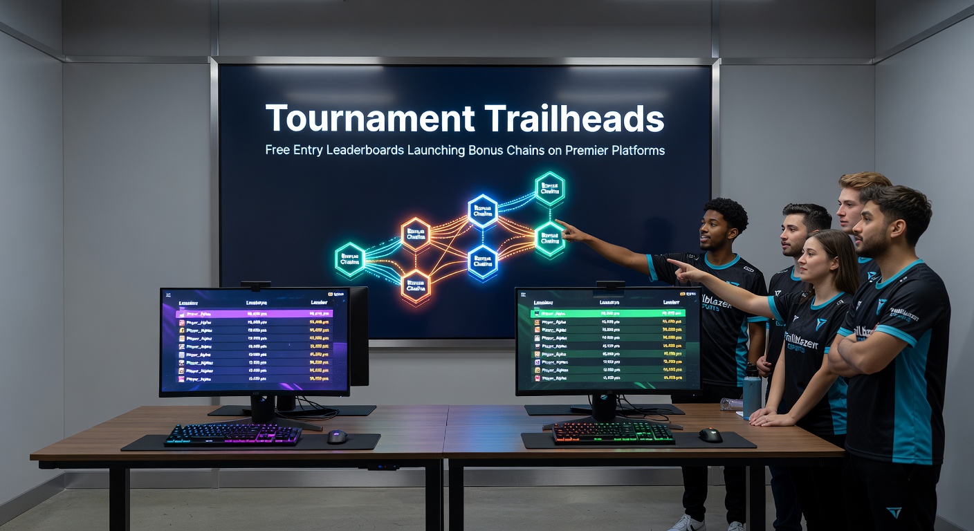 Vibrant leaderboard display from a free-entry slot tournament, showing top players climbing ranks with bonus icons cascading down